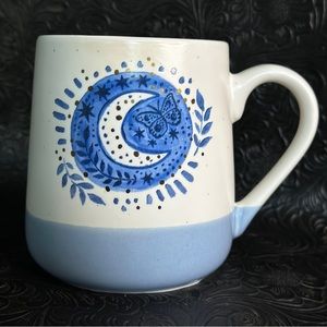 Nice White & Blue Mug with a Crescent Moon &  Butterflies Stay Wild Moon Child